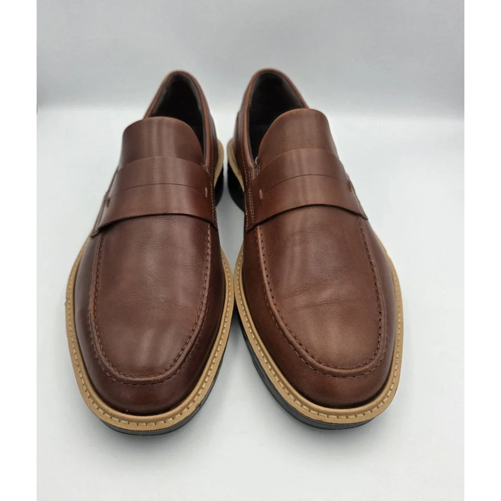 ECCO ST.1 Hybrid Penny Loafer Leather Shoes SlipOn Cognac Brown Mens Sz 13-13.5